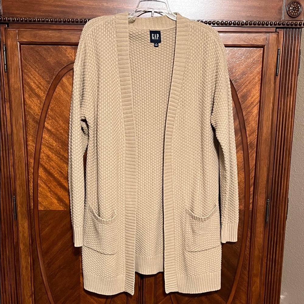GAP Women's Beige Open-Front Cardigan